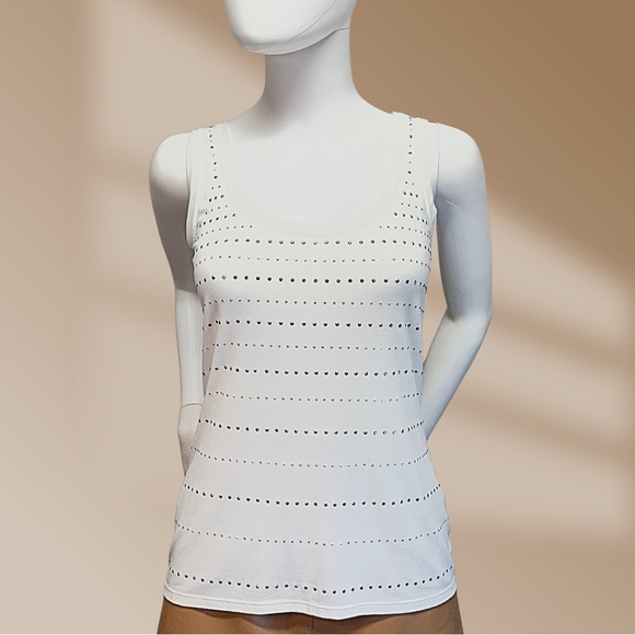 White House Black Market Tops - White House Black Market White Stud Embellished Women's Tank Top Size Small NWOT